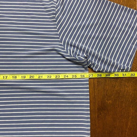 Peter Millar Seaside Performance Golf Blue White Striped Polo Shirt Men's XXL - Picture 7 of 8